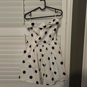 MARBLE White Dress with Navy Dots